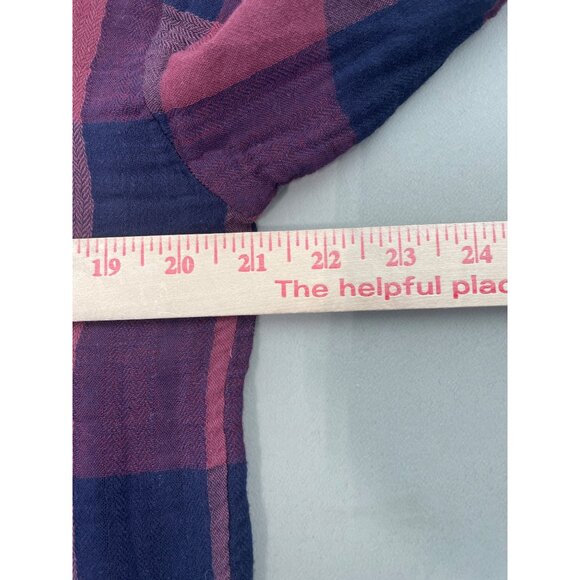 Cloth & Stone Plaid Bell Sleeve Crop Top Size M Maroon Blue Preppy Academia Chic - Picture 7 of 10